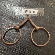 ANTIQUE IRON JOINTED SNAFFLE BRIDLE BIT HORSE TACK L1 picture