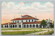 Santa Fe Depot, Fresno CA California Postcard 1916 picture