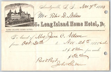 Long Island Home Hotel, Amityville, NY John Louden Signed 1883 Billhead Scarce picture