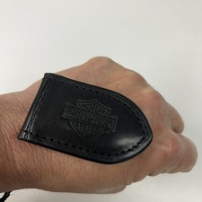 Harley Davidson Leeman Black Genuine Calfskin Upper Magnetic Money Clip picture