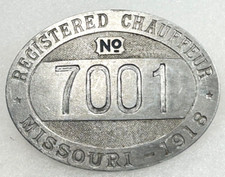 1918 MISSOURI Chauffeur Badge #7001 picture