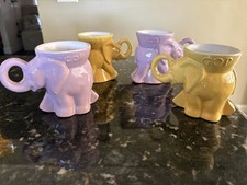 Frankoma Pottery Mugs Republican party (GOP). Two 1975 Yellow + Two 1983 Purple picture