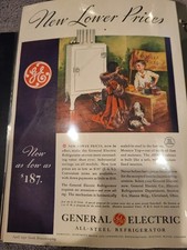 Vintage 1932 GE General Electric All-Steel Refrigerator Print Ad Boy Girl Dog picture