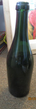 Antique Glass Bottle Dark Green Indented Bottom Height 12
