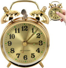 Wind up Alarm Clock No Batteries, Vintage Gold Mechanical Bell Alarm Clock With picture