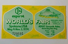 1970s Spokane Washington 1974 World's Fair Ticket Stub Expo '74 Expo 1974 Ticket picture