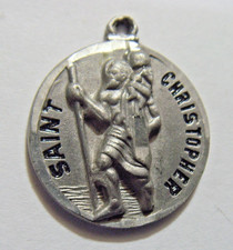 antique Creed catholic Saint Christopher religious raised pendant 55005 picture