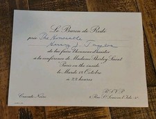 Vintage Baron de Redé 1960s Black Tie Invitation to Ambassador Henry J Taylor picture