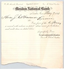 1891 Meriden National Bank, Kansas? Antique Letterhead, J.E. Howard d picture