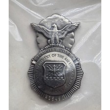 Vintage USAF Security Police Badge Identification Mini Silver Pin w/ Box NIB picture