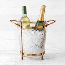 Williams Sonoma - Antique Brass & Glass Champagne Bucket picture