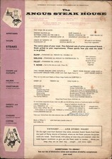 1960s THE ANGUS STEAK HOUSE vintage British restaurant food menu LONDON, ENGLAND picture