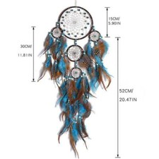 Hanging Dream Boho Circles Large with Feather 5 Turquoises Catchers Decor Wall picture
