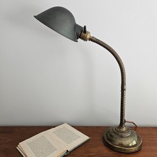 Vintage Faries Brass Gooseneck Desk Lamp.  Antique Office Lamp. picture