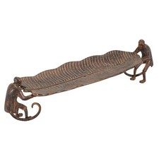 RAFFLES Butler Decorative Tray – Aluminum Vintage Leaf Dish with Monkey picture