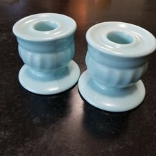 VNT MCM Robins egg BLUE Candlestick Holders 2 picture