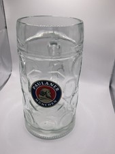 Paulaner Munchen 1 Liter Dimpled German Munich Beer Stein with handle Glass  picture