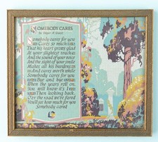 Antique/Vintage Buzza Co. Framed Motto, 'Somebody Cares' Art Deco 1923 picture