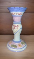 Capriware Hand Painted Floral Ceramic Candle Holder 9” picture