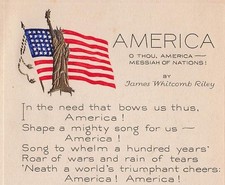 AMERICA POEM - JAMES WHITCOMB RILEY - PATRIOTIC PF VOLLAND C1907 PC - 091526 V picture