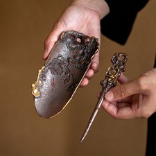New Handmade Relief Plum Blossom Tea Scoop Set Chinese   Tea Accessories picture