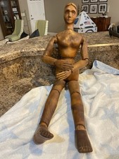 3” Antique Wooden Artist Lay Figure Mannequin Articulated Hand Carved 19th C? picture