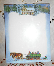 VTG JOHN SLOANE Lang Main Street Press Note Pad 60CT ~  CHRISTMAS SLEIGH RIDE picture