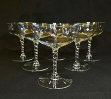 Vintage Seneca Helga Clear Glass Twist Stem 8000 Champagne Tall Sherbet 4 3/4