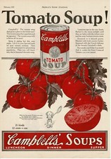 1925 CAMPBELL'S Tomato Soup ripe red tomatoes on the vine art Vintage Print Ad picture