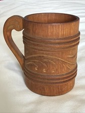 NORWEGIAN FOLK ART SMALL CARVED WOODEN MUG.  NORWAY. picture