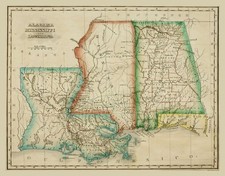 Map of LOUISIANA MISSISSIPPI ALABAMA from 1825 - 8.5 x 11 Inch Photo Reprint picture