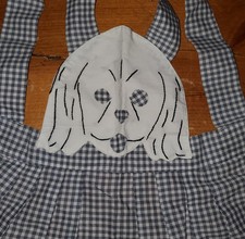 Vintage childrens Apron Gingham Print With Adorable Puppy 1950's picture