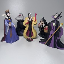Disney Villains Queen Old Witch Maleficent Cruella Ursula Porcelain Figurine Set picture