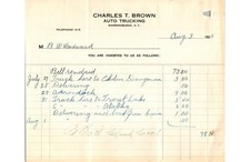 Charles T. Brown Auto Trucking 1925 Billhead Invoice Warrensburgh NY Hauling picture
