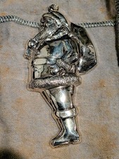 GORHAM Santa Claus With Bag of Toys Christmas Ornament 1976 Silver Plate Vintage picture