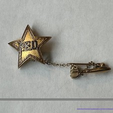 Vintage PEO 10k Gold Sisterhood Star Member Pin Brooch No. Massachusetts 2.3 G picture