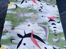 Galactical Space Junk 1950’s Cosmic Atomic Mid Century Barkcloth Vintage Fabric picture