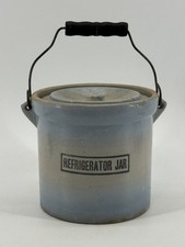 Antique, Refrigerator Jar with Lid & Bail Handle, Stoneware, Crock, Red Wing picture