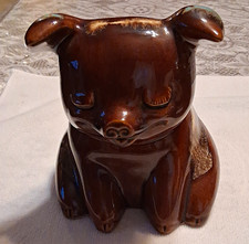 vintage hull pottery piggy bank set 1957 Corky Pig & Sitting 196 Brown Drop OGL picture