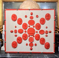 Grand Tour Revival Neoclassical Vintage Red Plaster Cast Waxed Intaglio Arrangem picture