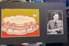 T.S. ELIOT SIGNED CHRISTMAS CARD autograph Matted w/Photo COA Poet picture
