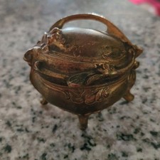 Antique Brainard Wilson B & W 126 Jewelry Casket Box. Ornate Gold Tone Vintage picture