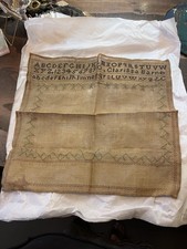 Antique c.1805 Clarissa Barnes of Connecticut embroidery sampler homespun linen picture