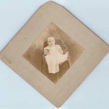 c1900s Cute Baby Infant Christening Gown Cabinet Card Photo Baptism Diamond 8W picture