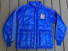 Vintage 70s Harley Davidson Swingster Red White Blue #1 Winter Puffer  Jacket L picture