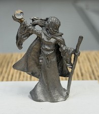 Vintage 1981 Pewter Gallo Wicken Witch With Staff And Crystal - Original Box picture