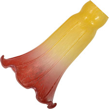 LS16 Lily Flower Blown Glass Lampshade (Yellow Light Red, Opening I.D. 1.26
