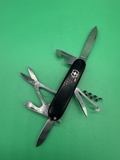 Black Victorinox Swiss Army Knife officer Suisse Rostfrei Black Handle Multitool picture