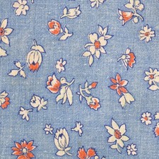 Vintage Feedsack Fabric Old Floursack 1940s Blue White Florals Flowers 14x29 picture