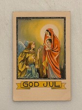 Vintage Christmas Postcard Sweden God Jul Yvonne Millde-Jerring-Berg 4” x 2.75” picture